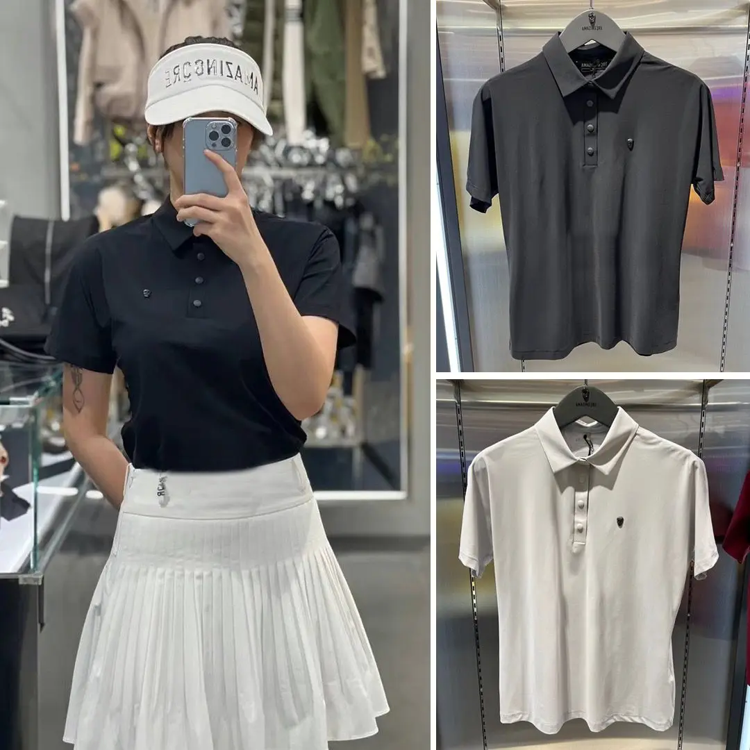 Women's Golf Clothing Solid Color Versatile Simple Slim Fit Breathable Lapel Short Sleeve T-Shirt