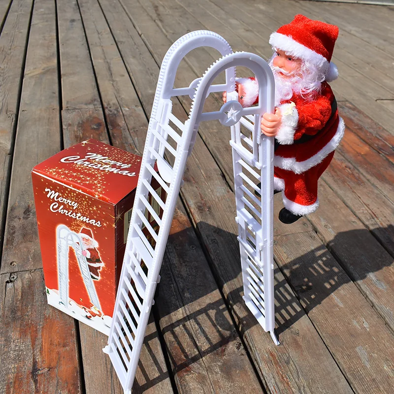 Christmas Electric Santa Claus Climbing Rope Plush Doll Creative Music Xmas Tree Decor Birthday festival Kids gifts Toys 2