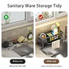 Kitchen Drain Rack Sponge Rack Household Sink Rag Basket Dishwashing Sponge Towel Drain Plastic Shelf Bathroom Accessories 4