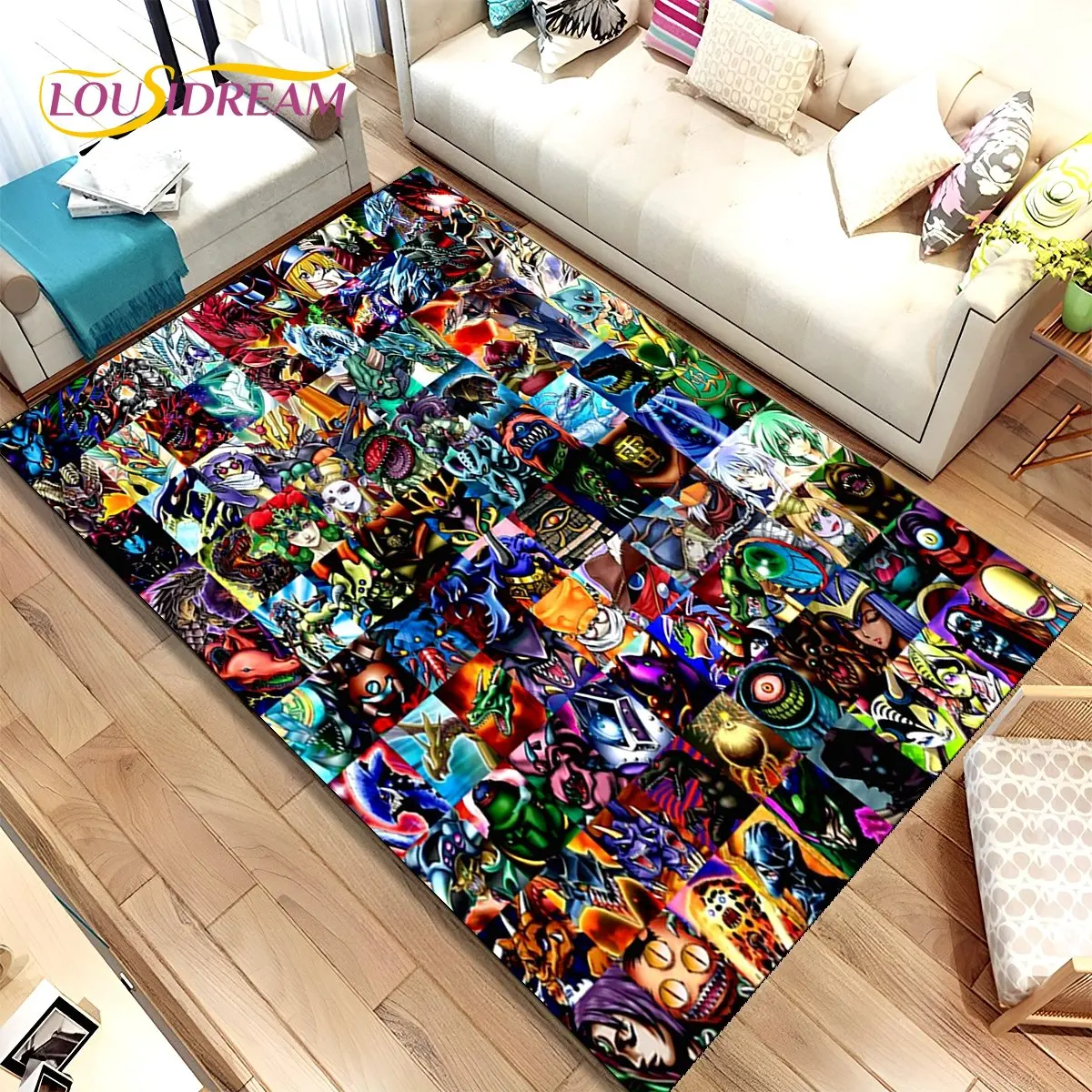 Yu-Gi-Oh MONSTER CARD Anime Area Rug Large,Carpet Rug for Living Room Bedroom Sofa Doormat Decoration,Kids Non-slip Floor Mat 3D