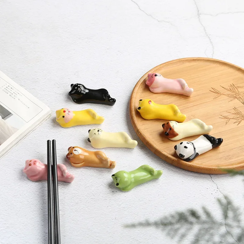 Ceramic Utensil Holder Frog bear cat Shape Chopstick Rest Spoon Fork Holder Rack for DIY Home Dining Table Decoration