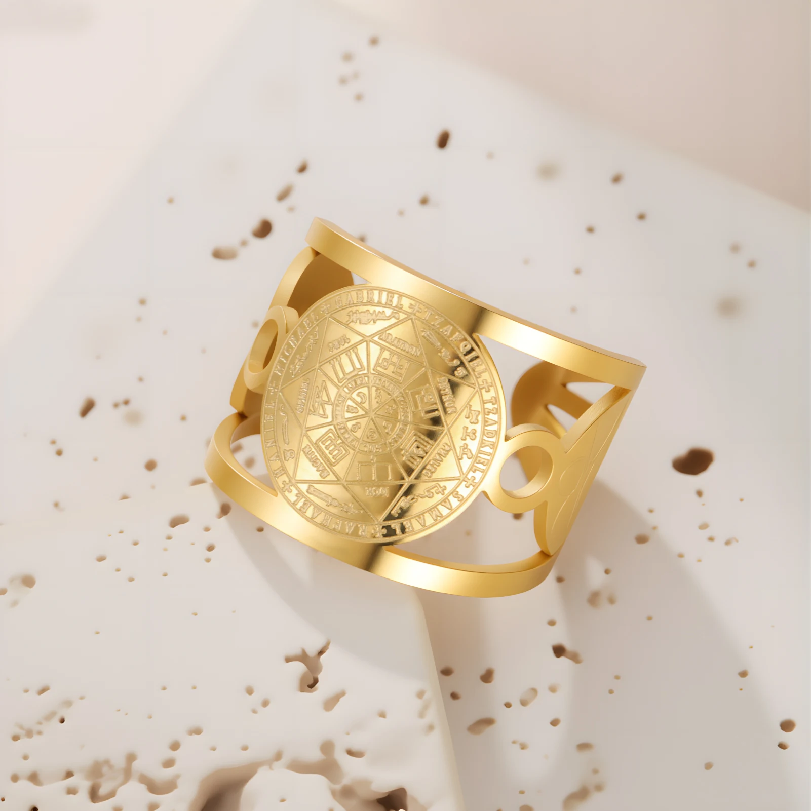 COOLTIME Sieben Erzengel Engel Ring Edelstahl Vintage Frauen Männer Solomon Schutz Amulett Ring Schmuck