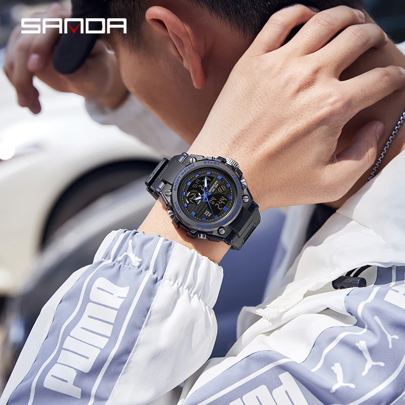 SANDA 739 Date Military Sports Watches Waterproof Electronic Wristwatch Mens Clock Orologio da uomo Style Men Digital Watch 4