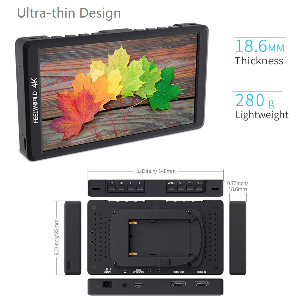 Feelworld F570 5.7" IPS 4K Full HD 1920x1080 HDMI On-camera Field Monitor with NP750 Battery + Charger for Canon Nikon Sony DSLR