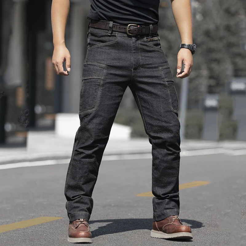 US Stretch Jeans Men Hiking Fishing Denim Pants Outdoor Tactical Pants Casual Cargo Trousers Hombre Mountaineering Clothing
