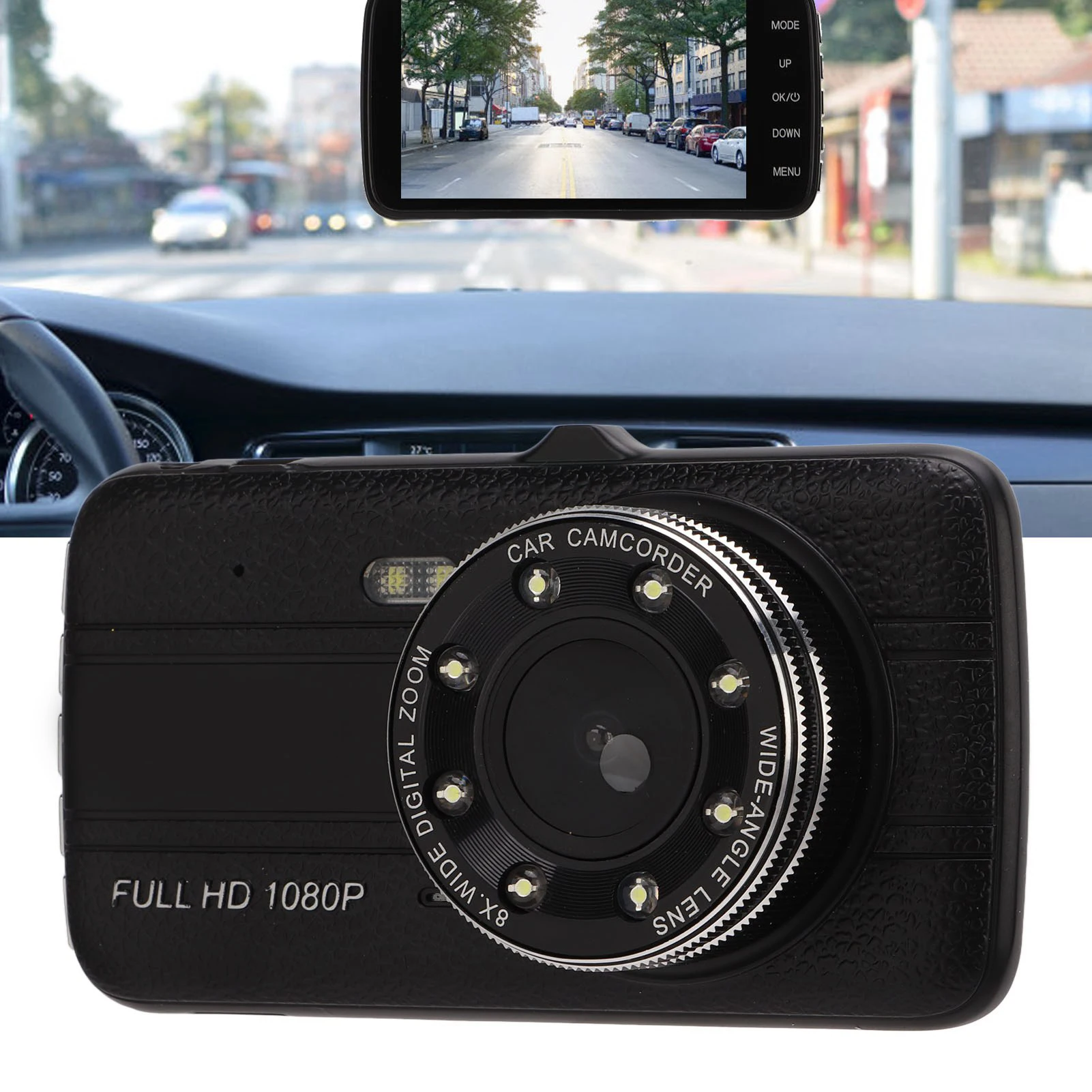 4 Inches 1080P 170 Degree Wide Angle Car DVR Front Rear Lens Dash Camera Auto Vehicle Video Recorder Car DVR Dash Cam