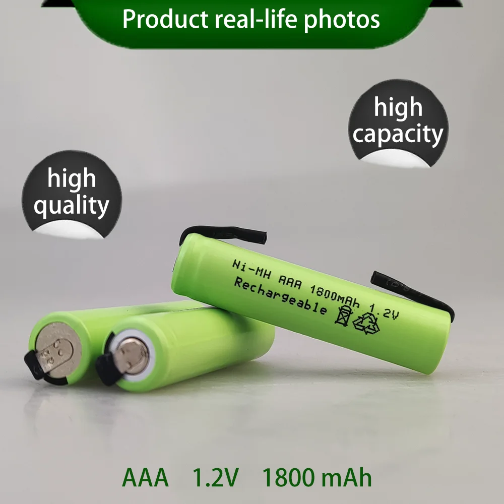 AAA 1.2V 1800mAh Rechargeable Battery Ni-Mh Cell With Solder Tabs new Original Toothbrush Electric Shaver For Philips Braun 5