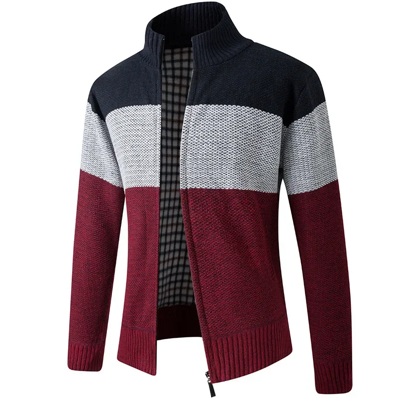 Men Cardigan Sweater 2023 Autumn Winter New Stand-up Collar Warm Casual Fashion Male Clothing Plus Velvet Knitted Sweater Jacket