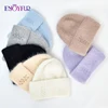 ENJOYFUR Women Winter Knitted Hats Natural Angola Wool Cuffed Dome Cap For Female Fashion Stretch Casual Brand Beanies Gorro 1