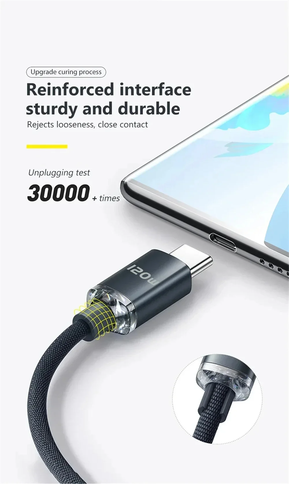 120W 6A USB C Cable PD Super Fast Charging Phone Charger Data Cord For Samsung X