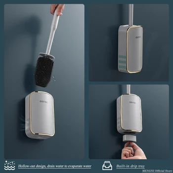 MENGNI Luxus-Toilettenbürste: Wandmontiertes, schnell abtropfendes Reinigungswerkzeug - Badezimmer-Zubehör-Set