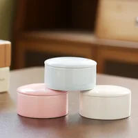 simple round ceramic jewelry storage box jewelry jar makeup box 2