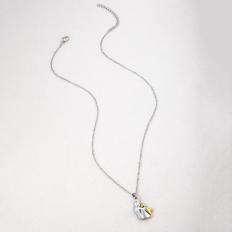 Cute Two Tone Color Girl Hugged Dog Necklace Fashion Women and Pet Pendant Jewelry Accessories - Image 3