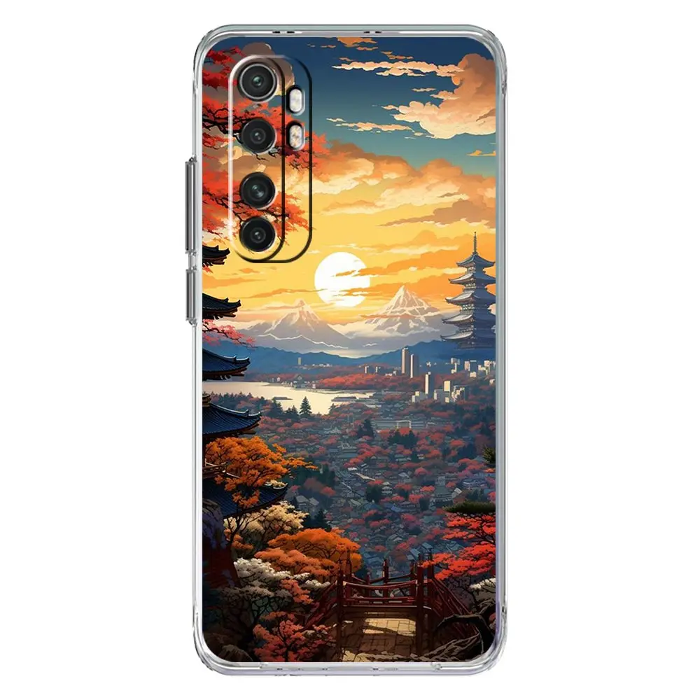 Clear Phone Case with Japanese Landscape Design