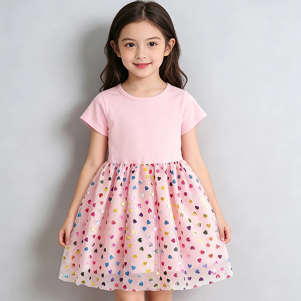 Sommer Neue Mädchenkleider Kurzärmeliges Elegantes Prinzessinnenkleid Baby-Prinzessinnenkleid Kindergeburtstag Partykleid für Kinder