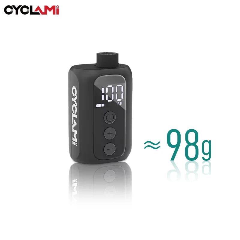CYCLAMI 100 PSI Mini Electric Air Pump Portable Pocket Bike Tire Inflator With Screen