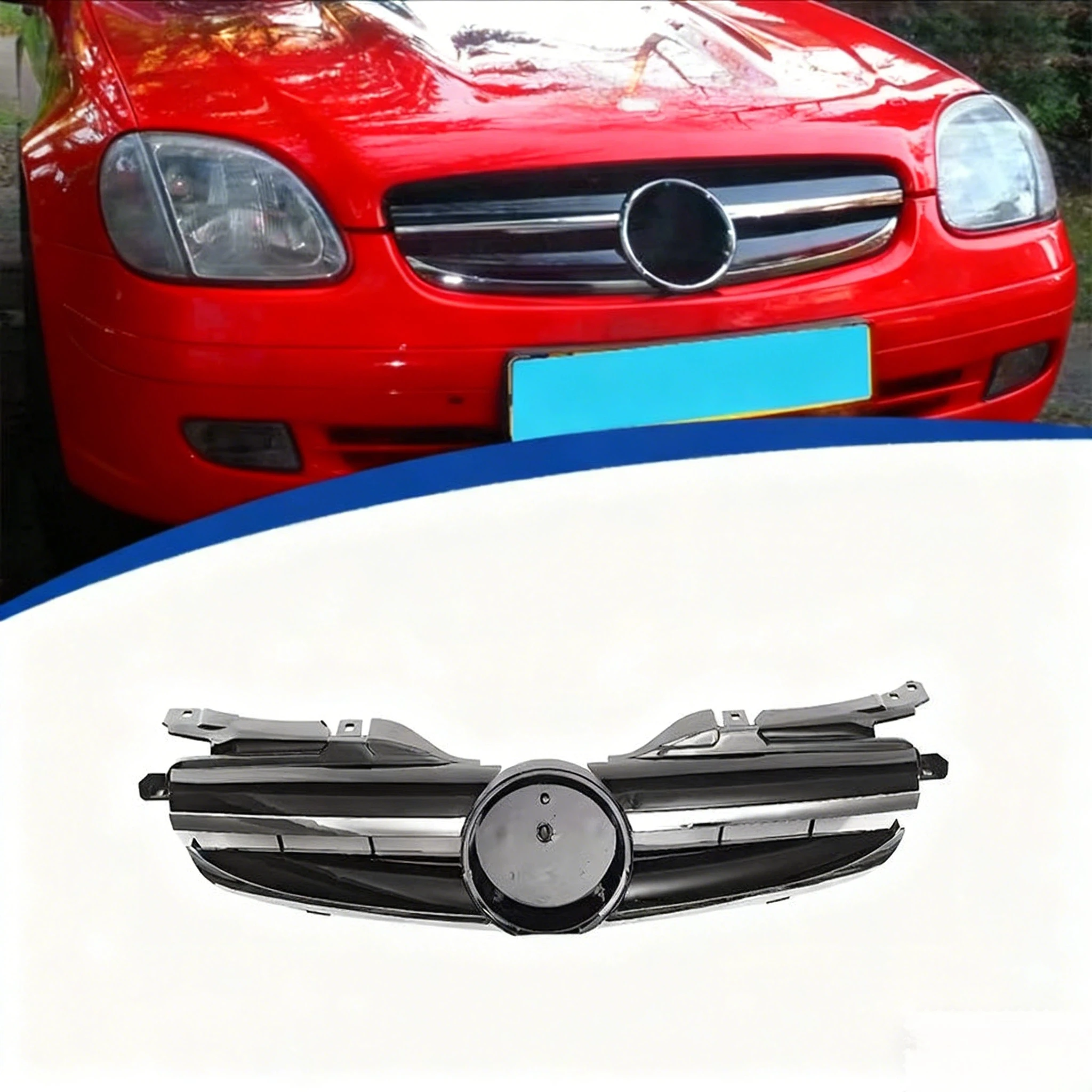 1996-2004년형 SLK R170 개조 AMG 그릴 전면 레이싱 그릴 그릴 마스크 커버 트림 전면 후드 그릴에 적합
