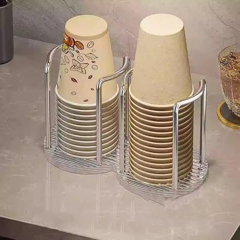 Cup Storage Holder Luxury Disposable Cup Dispenser Rack Shelf Longer Stick Mug Display Stand Home Organizer