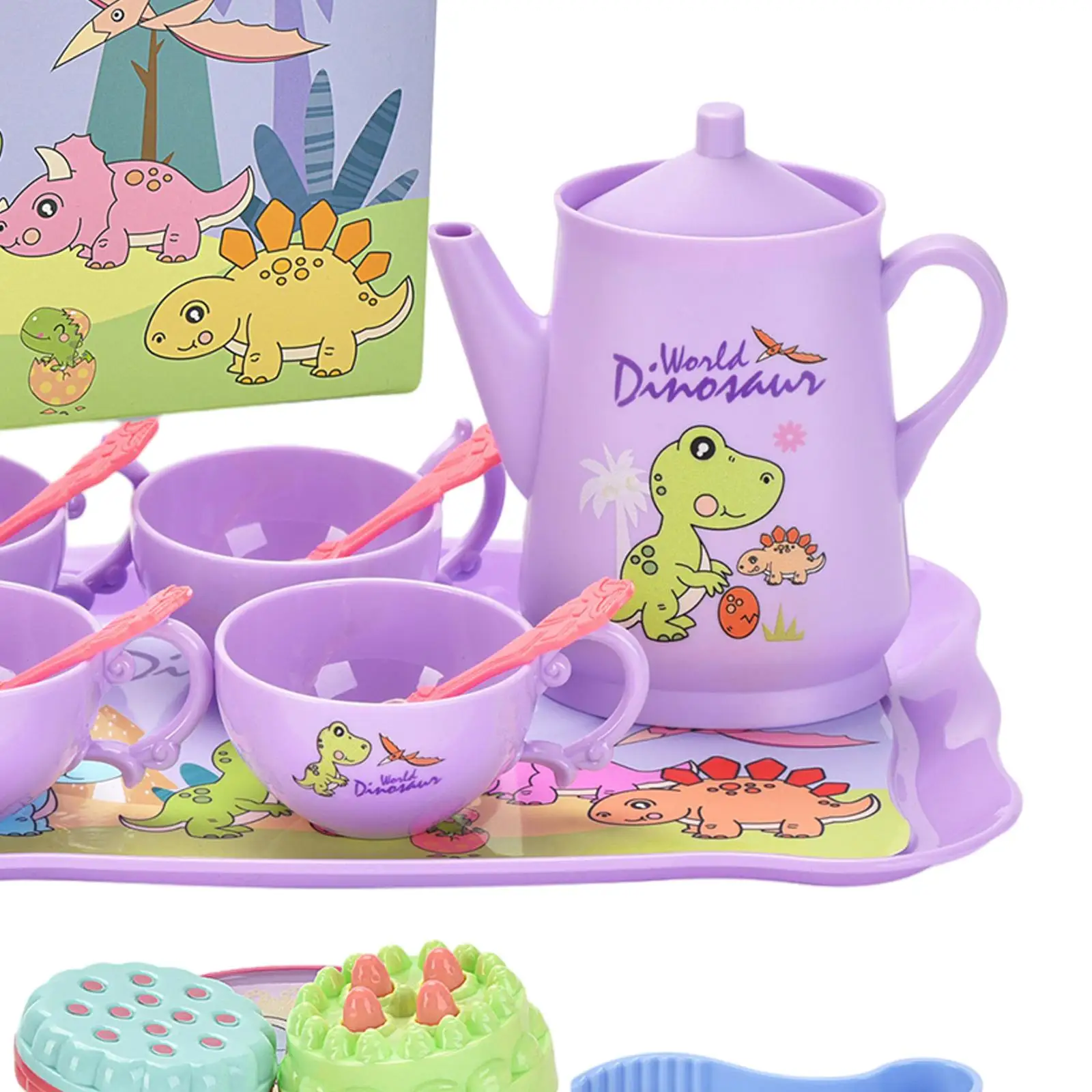 Kids Tea Set Dessert Teapot Cups Dishes Pretend Play Playset for Girls Kids