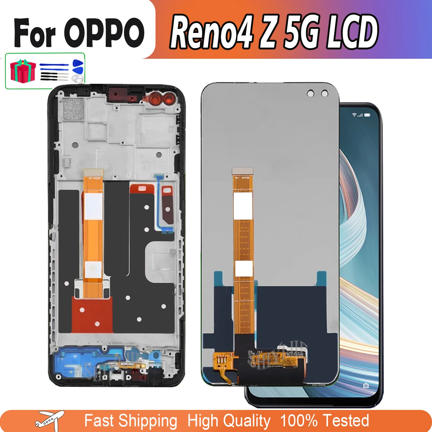 

Оригинальный сенсорный ЖК-дисплей 6,57 дюйма для OPPO Reno4 Z, дисплей для Reno 4 Z CPH2065, ЖК-экран с рамкой и дигитайзером в сборе
