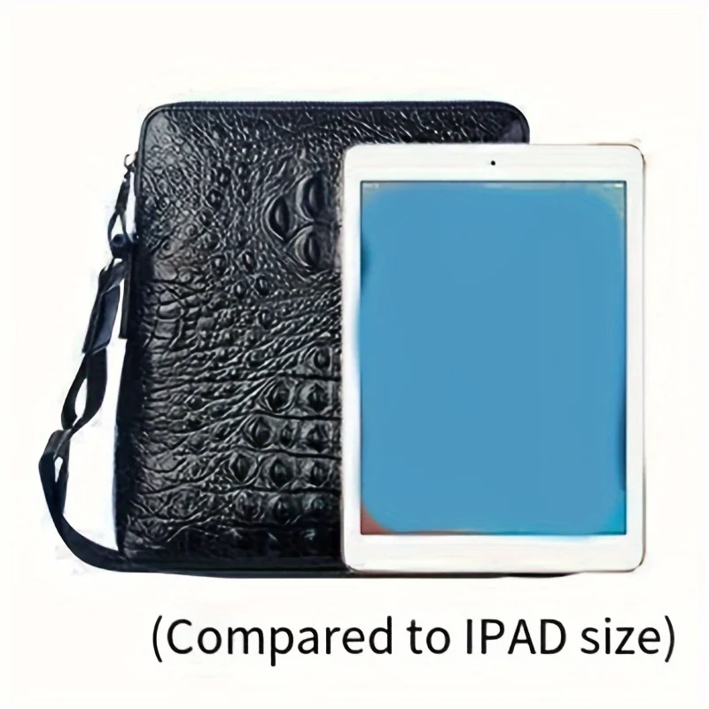 2024 Men's Business Casual Embossed Crocodile Pattern First Layer Cowhide Men's Single Shoulder Bag Fashion Black Crossbody Bag