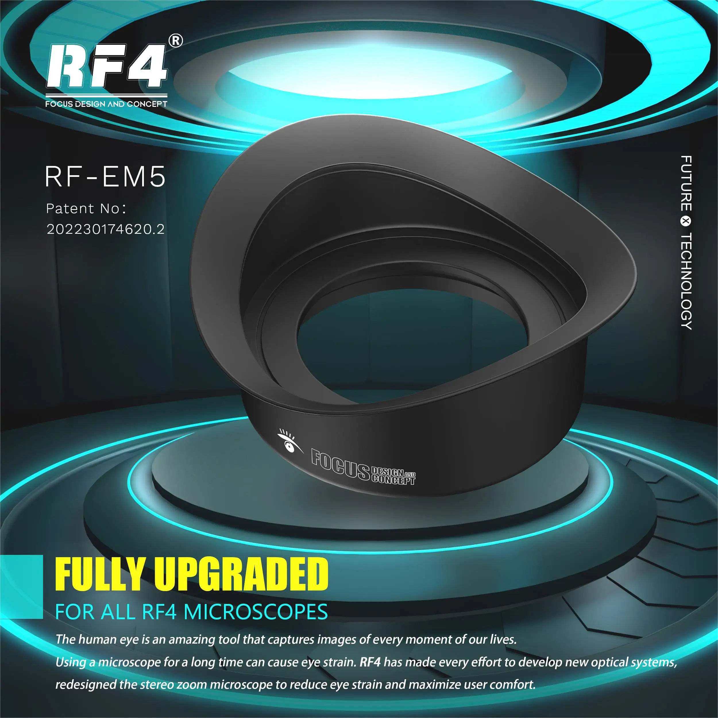 RF4 RF-EM5 스테레오 현미경 접안 렌즈 컵 프레임, 빛 누출 방지, 피로 ..