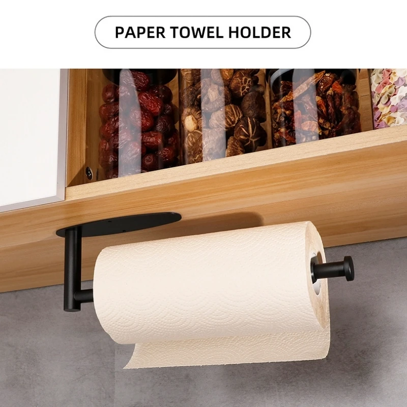 Stainless Steel Paper Towel Holder Adhesive Toilet Roll Paper Holder Wall Mounted Kitchen Bathroom Toilet Hook Storage Rack 2