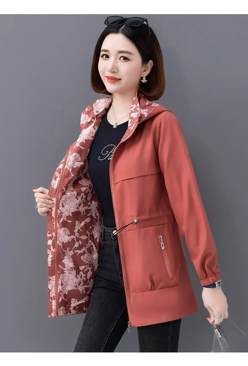 Spring Women's Jackets Causal Windbreaker 2024 New Two-Sided PiercingThin Basic Coat Lightweight Jacket Outwear Women Clothing