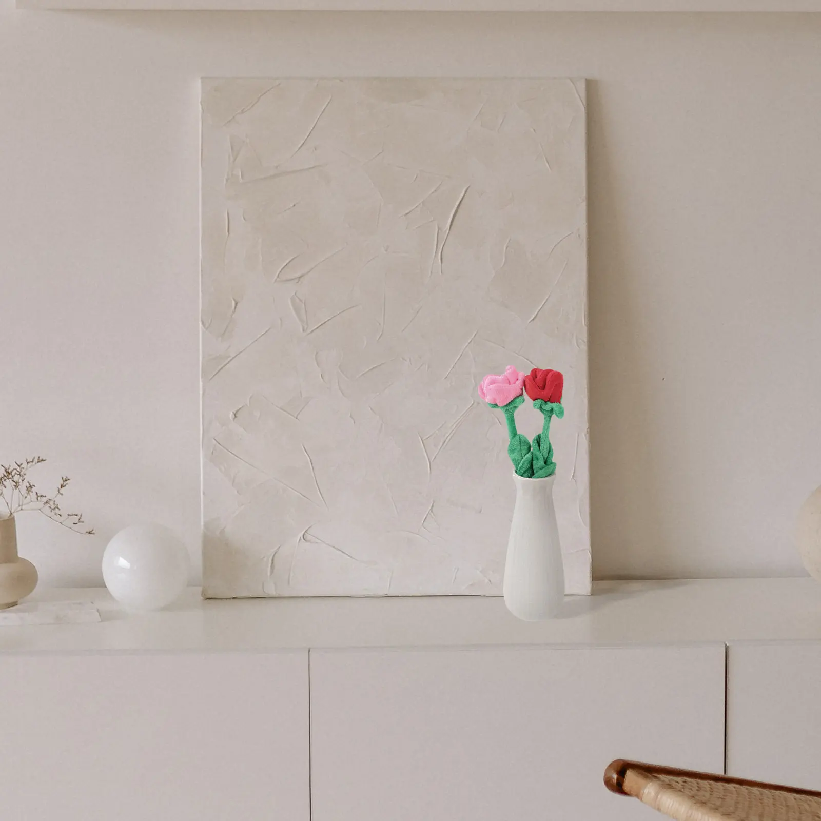 8개의 시들지 않는 인공 장미 꽃다발, 부드러운 촉감의 장 꽃꽂이, 거실, 침실, 웨딩 파티 장면용