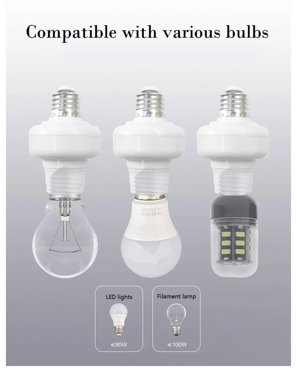 Remote Light Socket,Wireless Lamp Bulb Holder, Remote Control Light Bulb  Socket,E26/E27 Lamp Bulbs Socket Holder withTiming On Off Switch for Light