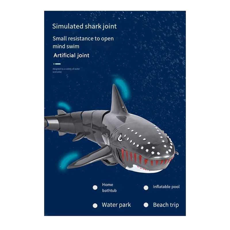 RC Lighted Shark Toy, 2.4G Wireless For Kids, Pool Water Boat Toy Includes 2 Batteries 4