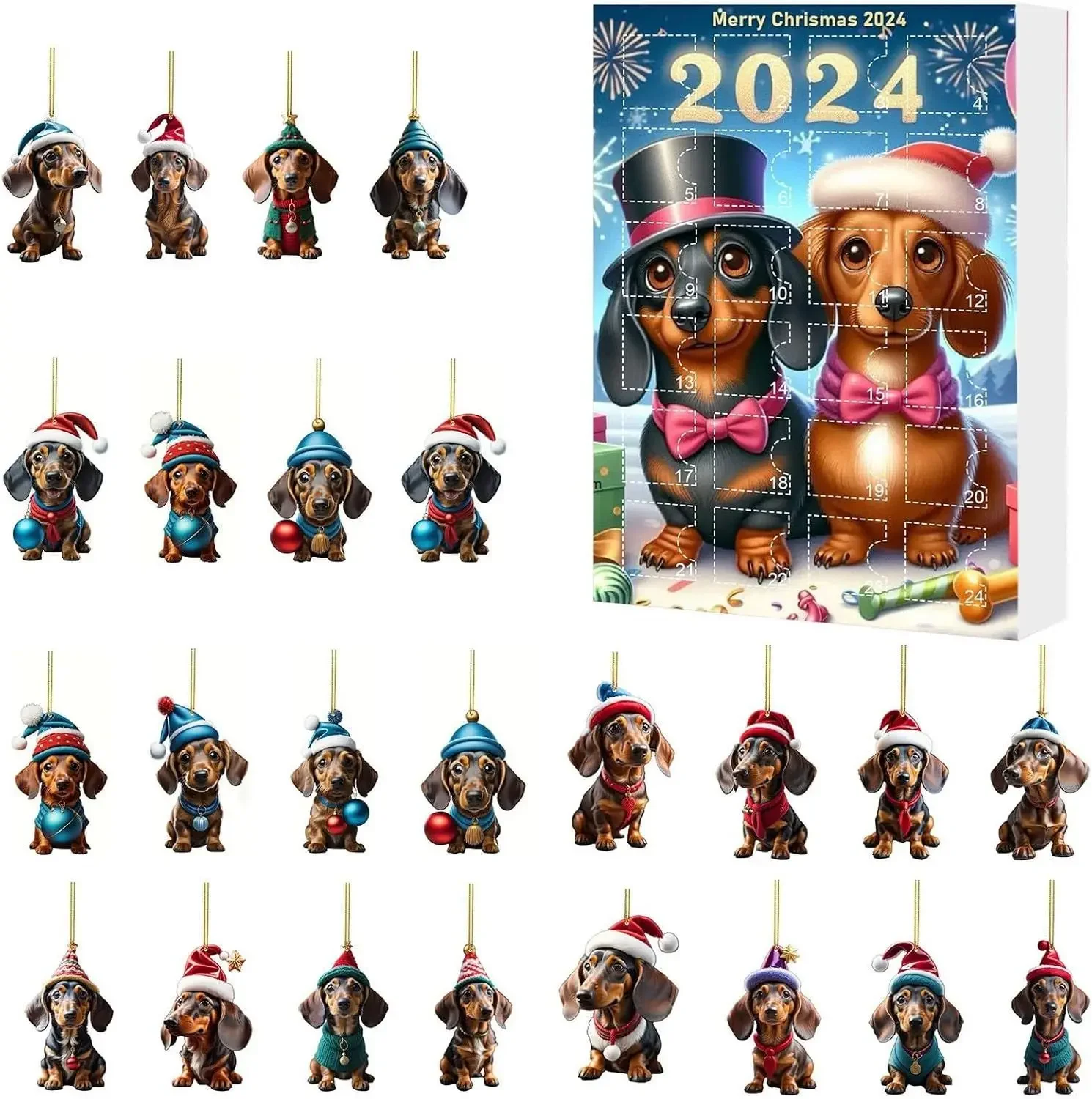 Advent Calendar Dachshunds Christmas Vacation Advent Calendar Collectible Funny Dog Set Gifts for Teenage Girls Boys