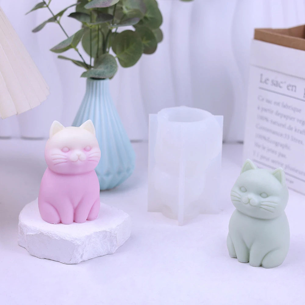 Molde De Vela De Silicona Con Forma De Conejo Sentado, Jabón Hecho A