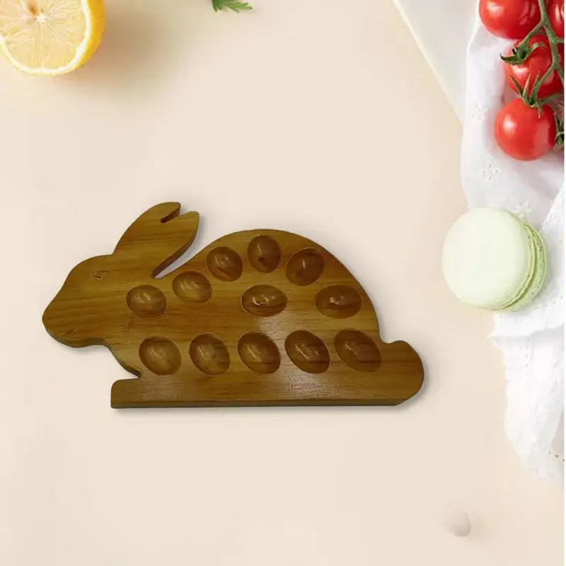Bunny Serving Platter Bunny Shape Appetizer Tray Easter Wooden Serving Plates Rustic Decorative Charcuterie Board For Parties 4