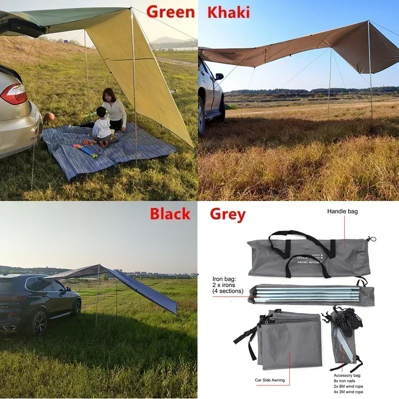 Car Side Awning Portable Car Shelter Shade Camping Side Car Roof Top Tent Anti-UV Sunshade Waterproof Awning Parasol Rain Canopy for Suv Jeep camping tent,camping canopy,car side awning