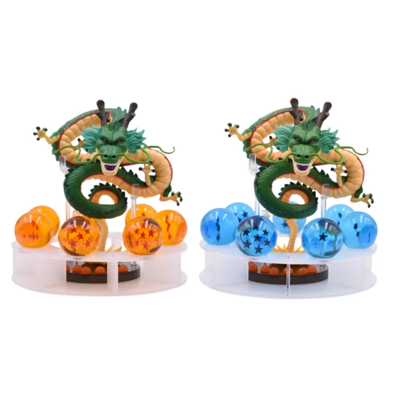 DBZ 애니메이션 Shenlong 피규어 세트 Esferas Del Dragon 및 7 별 드래곤 크리스탈 공 3.5cm 선반 입상 컬렉션 모델 완구