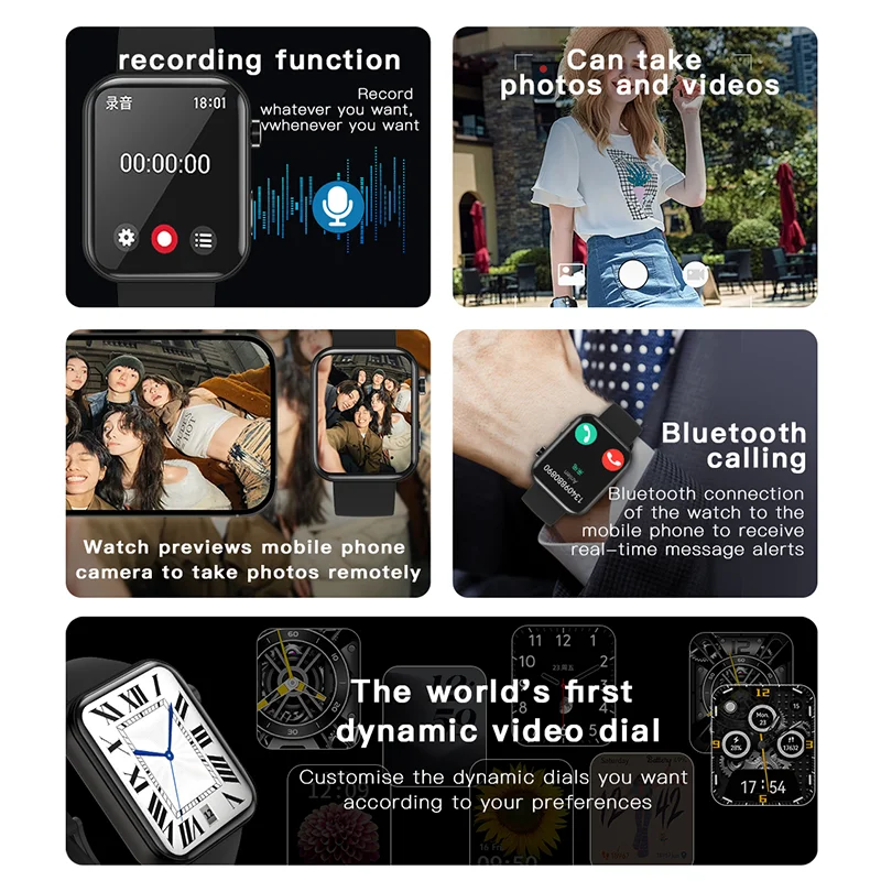 Have a Camera Smart Watch Women Music Video Player Heart Rate 1.91 inch HD Screen 100+ Sports Watches Bluetooth Call Smartwatch