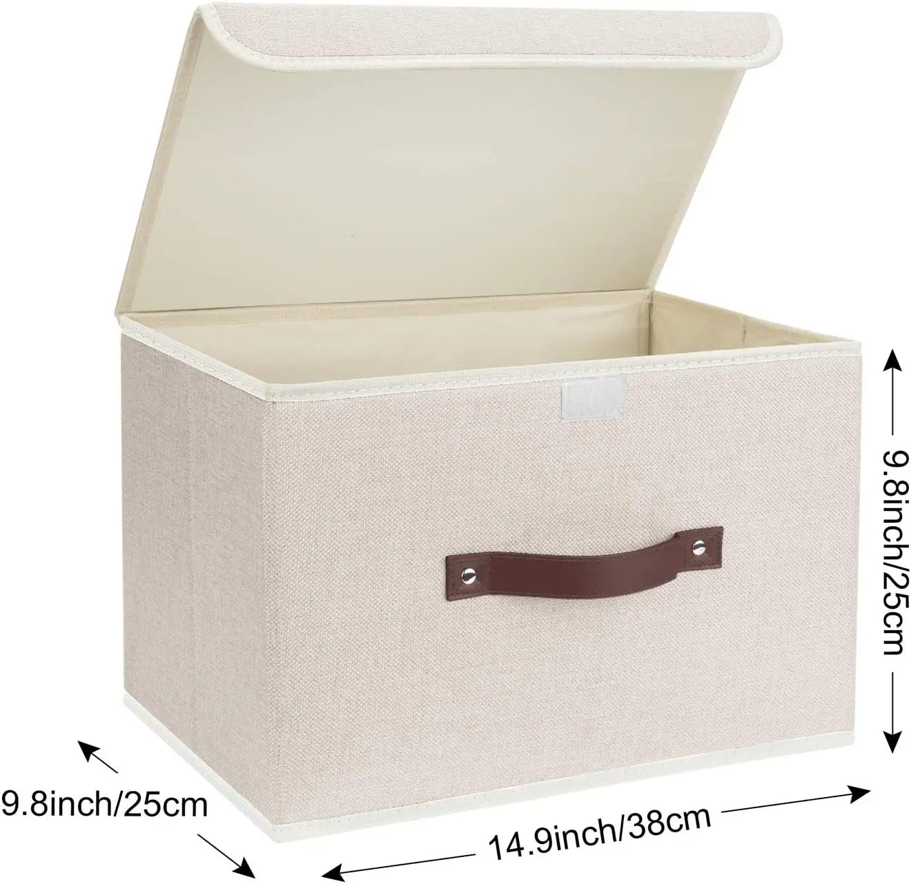 Foldable Storage Boxes with Lids 5 Pack Fabric Storage Bins with Lids, Room Organization, Office Storage, Toys - Beige 3