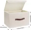 Foldable Storage Boxes with Lids 5 Pack Fabric Storage Bins with Lids, Room Organization, Office Storage, Toys - Beige 3