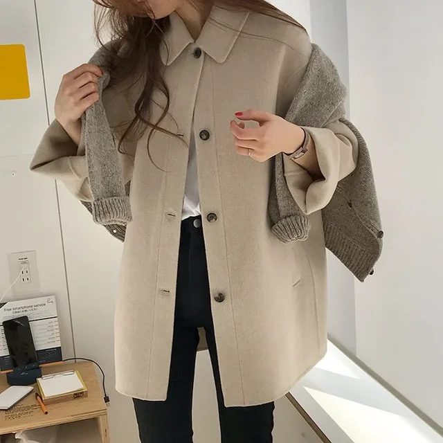 Winter New Style British Retro Fashion High-End Loose Cotton Woolen Coat Women's Warm Outerwear Elegant Atmosphere 2