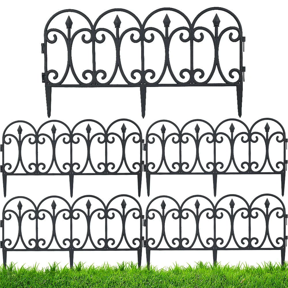 5Pcs Plastic Garden Fence Border Decoration Plant Flower Protect For Yard Lawn Edging Flower Bed Christmas Tree Decorative