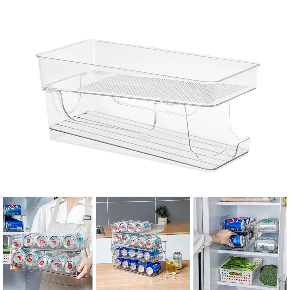 Refrigerator Organizer Bins Soda Can 2tier Rolling Beverage Bottle