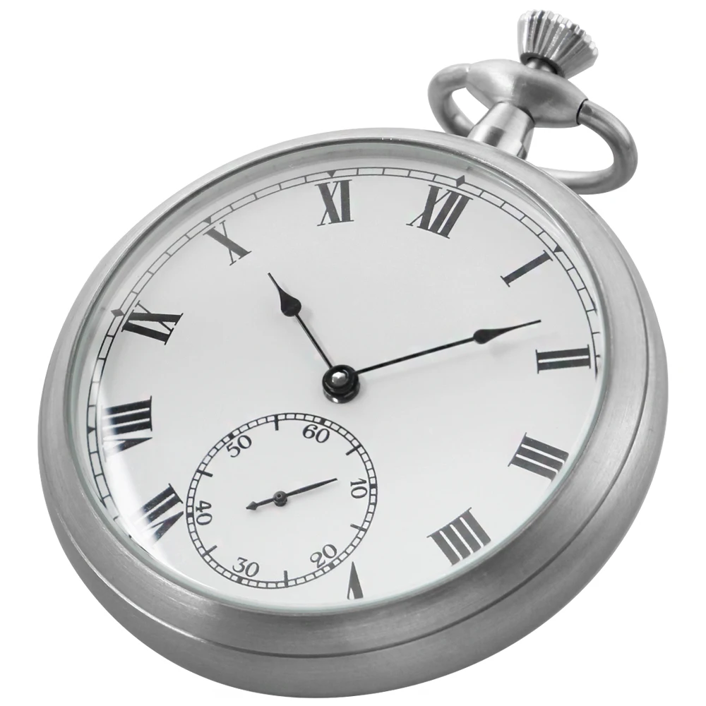 Silver White Luxury Brand Minimalist Style 1882 Digital Display Mechanical Pocket Watch Best Holiday Gift for Men and Women