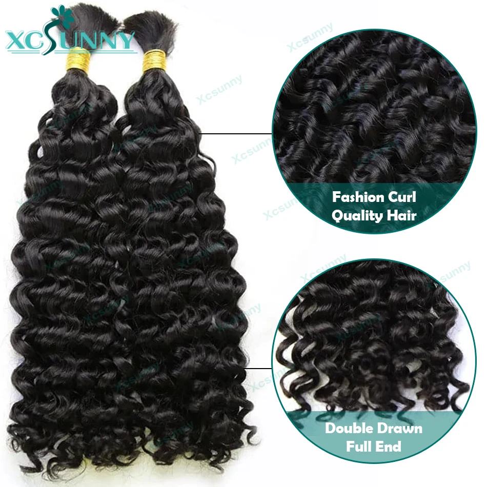 Bulk Human Hair No Weft For Braiding Curly Hair Bundles Wholesale Double Drawn Boho Knotless Braids Human Hair For Black Women