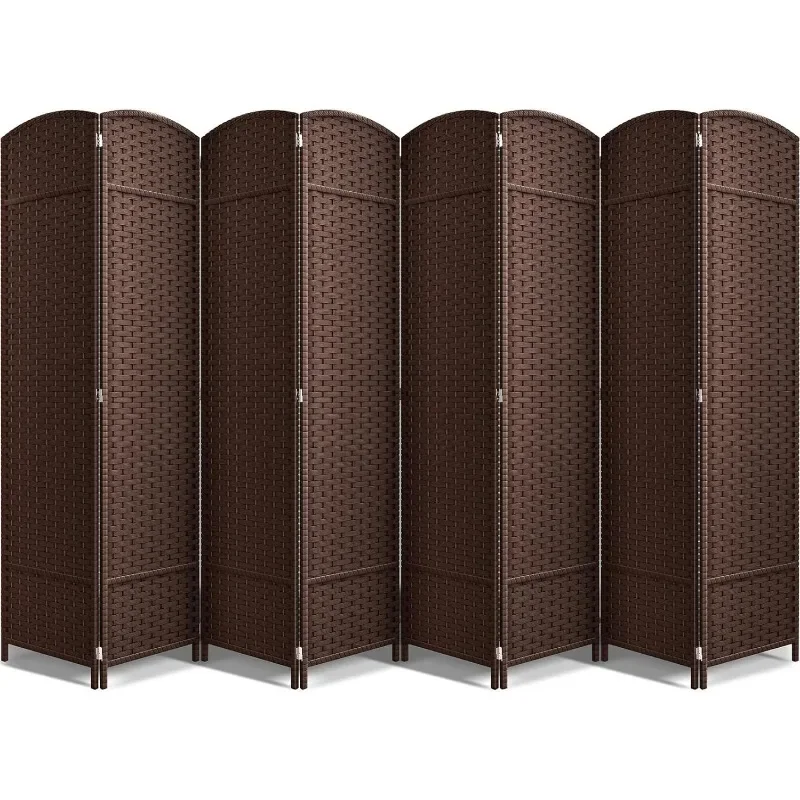 8 Panel Room Divider 6 ft. Tall-Privacy Screen Extra Wide Double Hinged Panels Mesh Hand-Woven Design, room divider screen