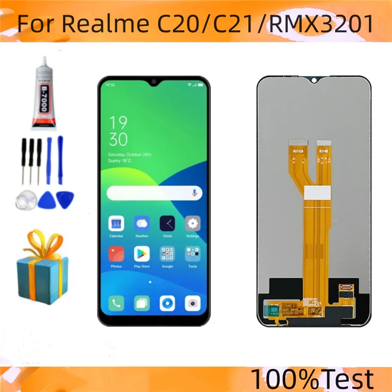 

100%test Original Display Replace 6.5" For Realme C20 C21 RMX3201 LCD Touch Screen Digitizer Assembly RMX3063 RMX3061