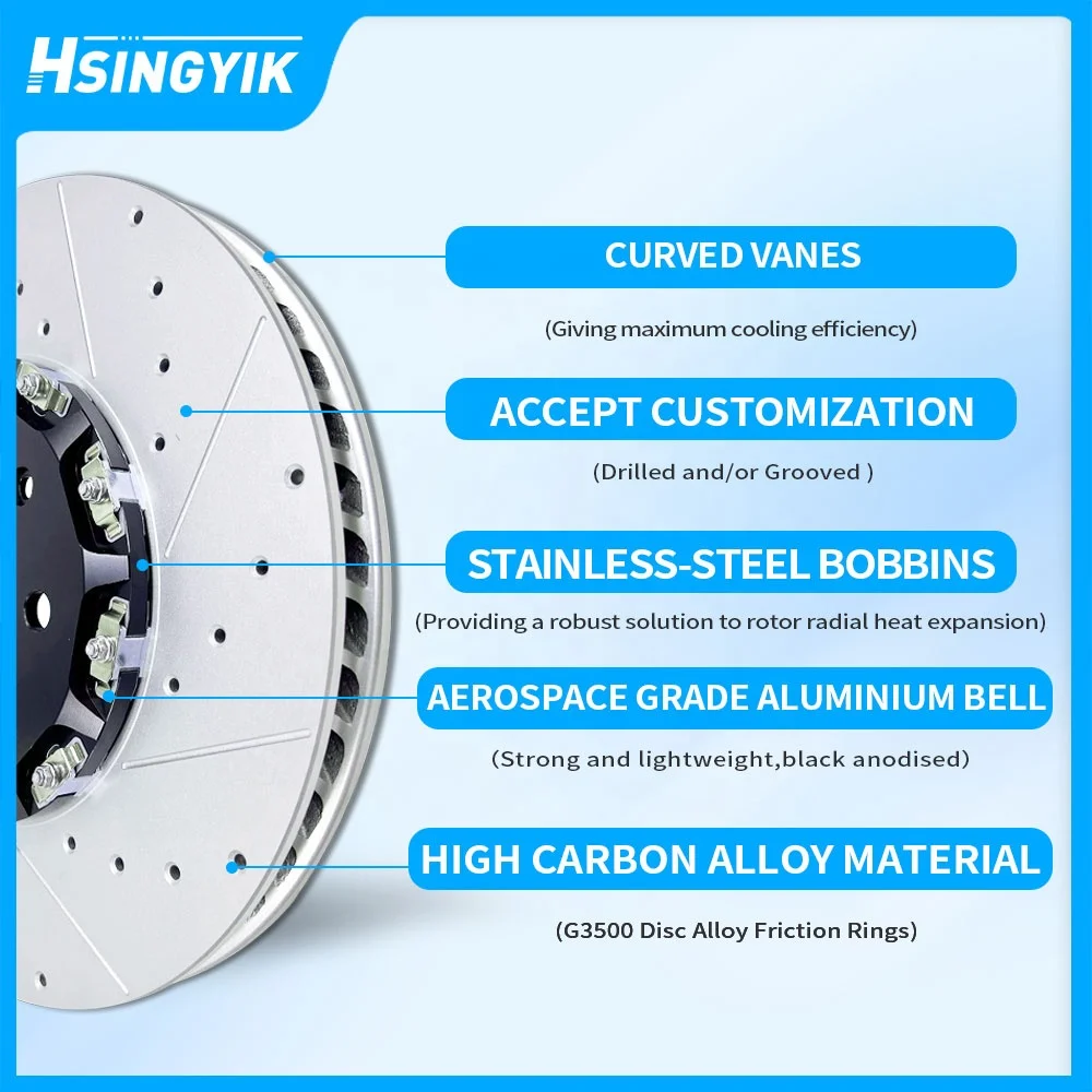 토요타 GR 야리스 프리우스 코롤라 Zze122용 플로팅 구조 OE 표준 프론트 2피스 브레이크 디스크 로터