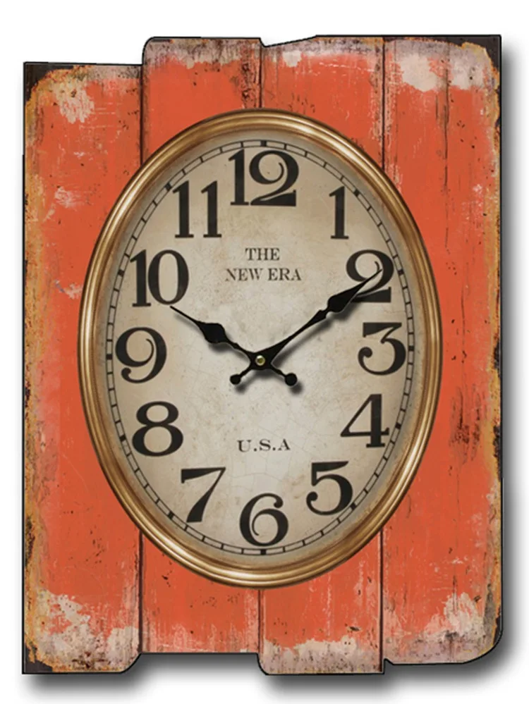 Large Square Wall Clock Retro Wood Vintage Clocks A-79  
