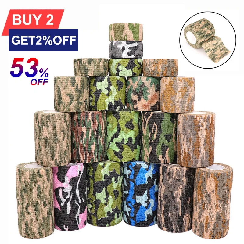 

4.8m Hunt Disguise Elastoplast Camouflage Elastic Wrap Tape Self Adhesive Sports Protector Ankle Knee Finger Arm Bandage