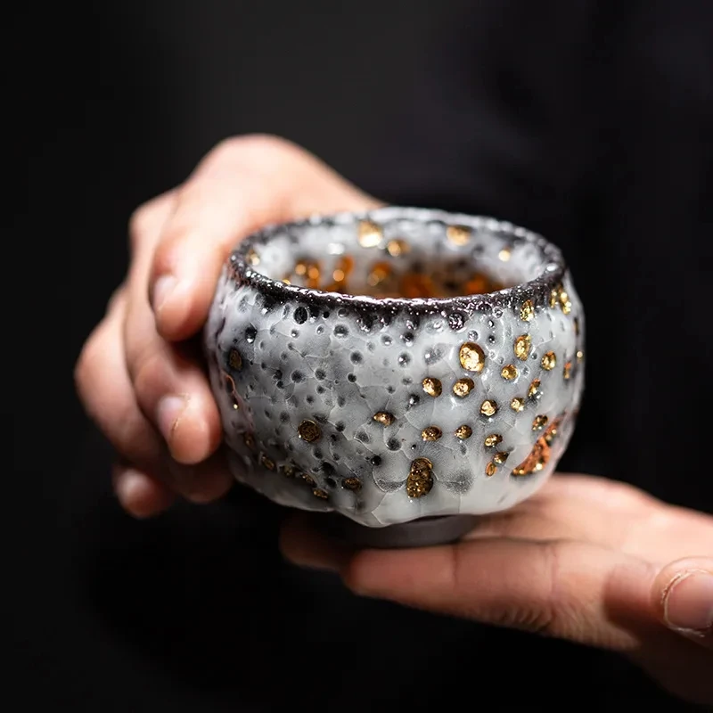 

Керамическая позолоченная чайная чашка Shino, чайные чашки ручной работы из натуральной руды, термостойкая чайная чаша кунг-фу